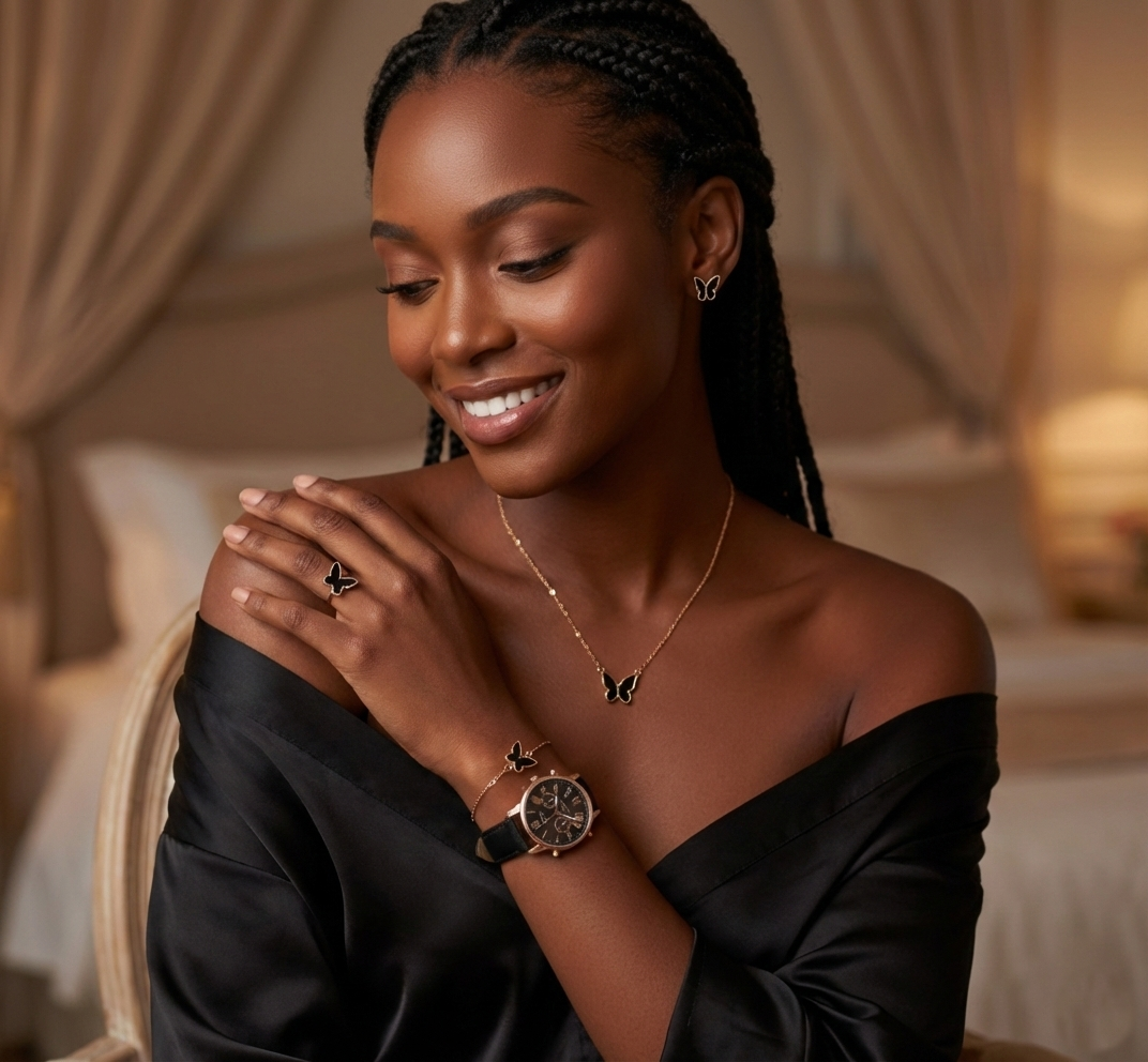 💎 Parure Papillon Or Plaqué : L'élégance complète en 5 bijoux 🦋