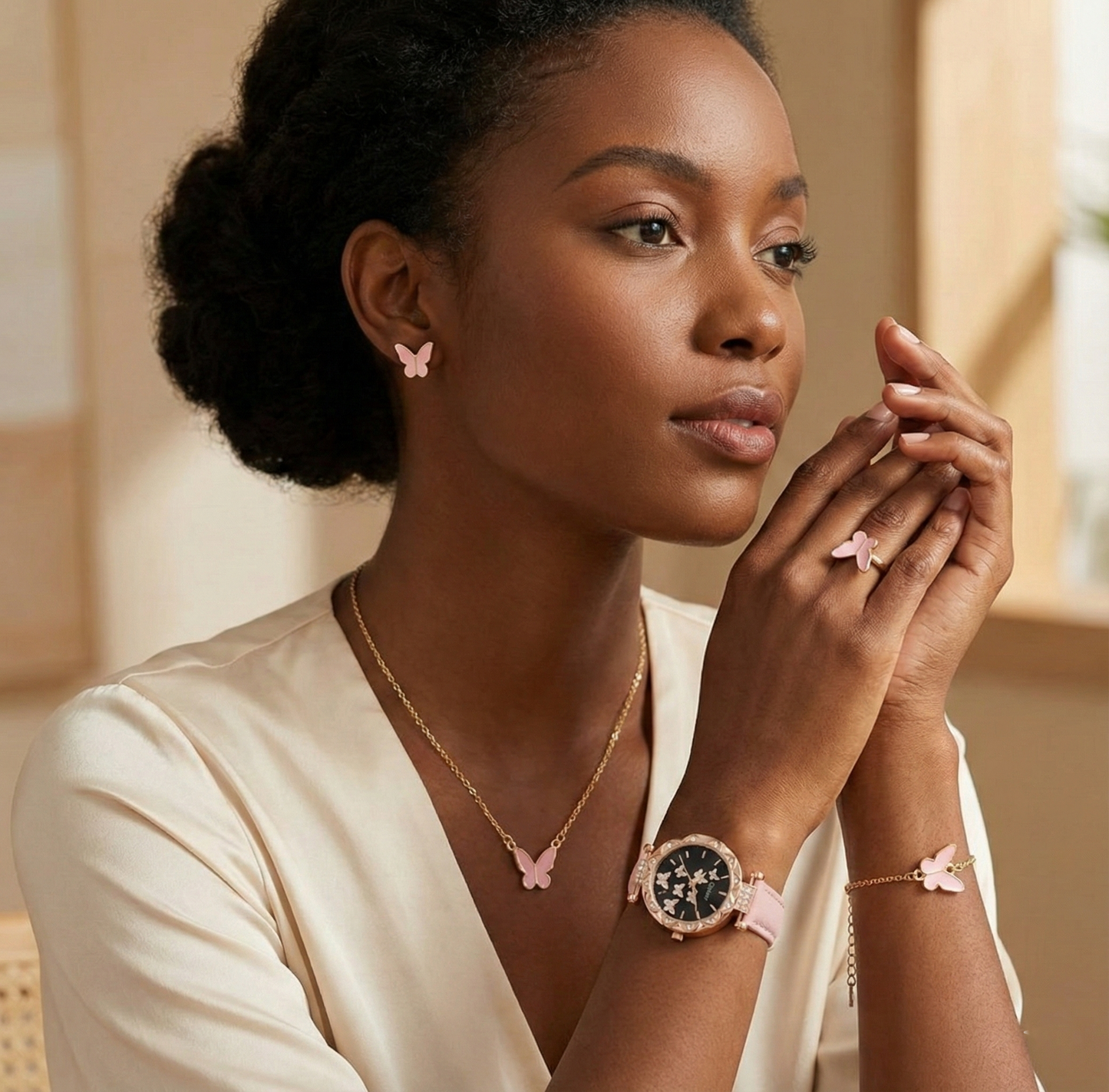 💎 Parure Papillon Or Plaqué : L'élégance complète en 5 bijoux 🦋